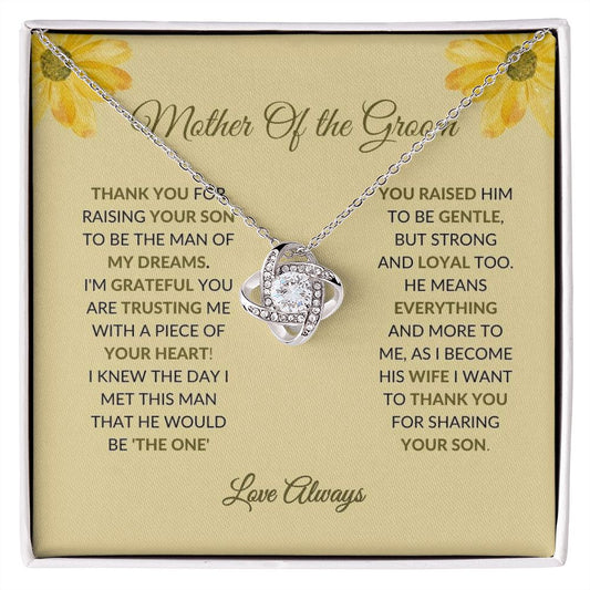 Mother Of The Groom - Thank You - Love Knot Necklace
