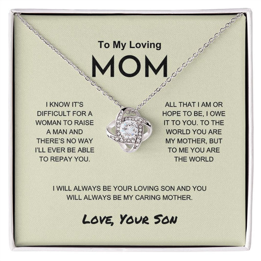 To My Loving Mom - My Caring Mother - Love Knot Necklace