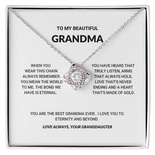 To My Beautiful Grandma - Eternity And Beyond - Love Knot Necklace
