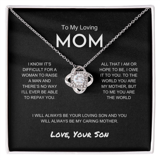 To My Loving Mom - My Caring Mother - Love Knot Necklace