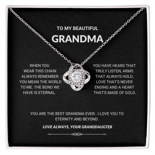 To My Beautiful Grandma - Eternity And Beyond - Love Knot Necklace