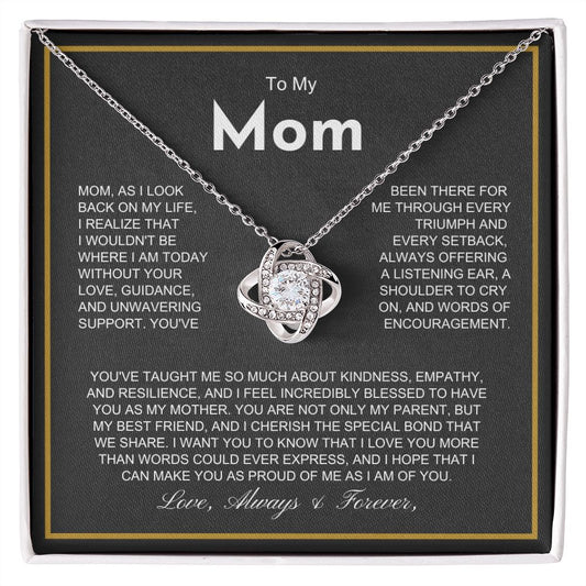 To My Mom - More Than Words - Love Knot Necklace