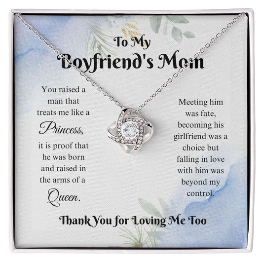 To My Boyfriend's Mom - Thank You - Love Knot Necklace