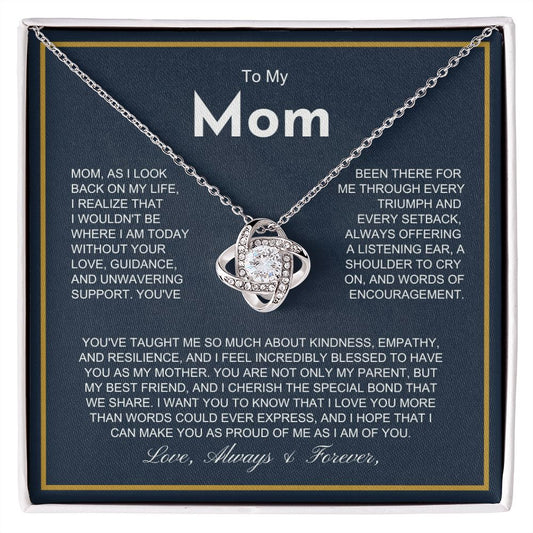 To My Mom - More Than Words - Love Knot Necklace