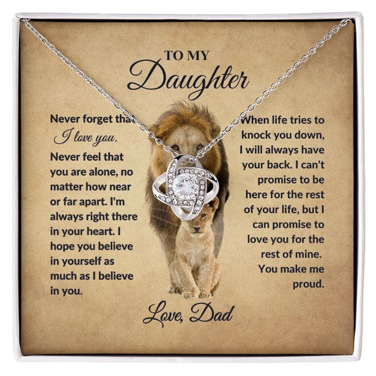 To My Daughter - Make Me Proud - Love Knot Necklace