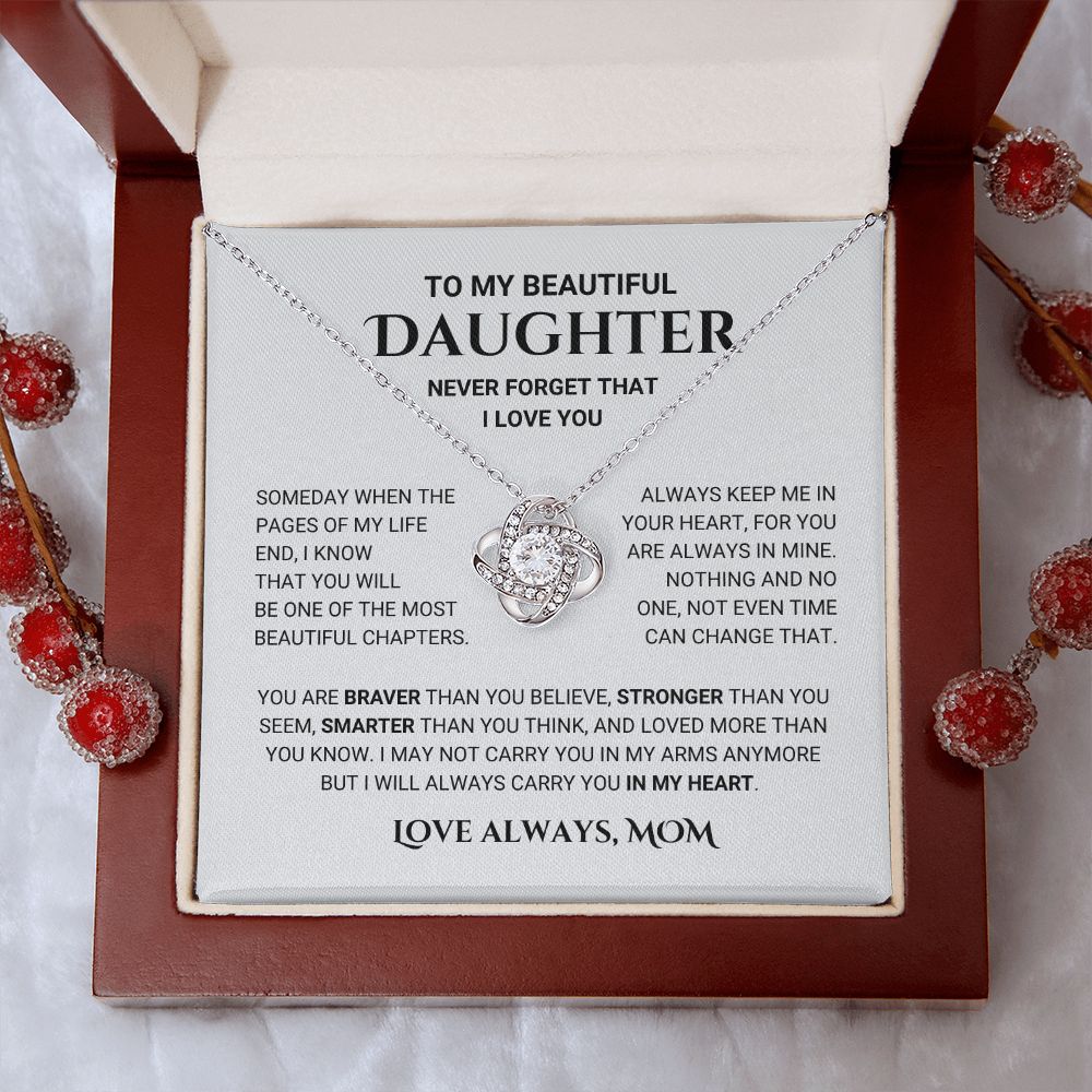 Daughter - Keep Me In Your Heart - Necklace Gift From Mom