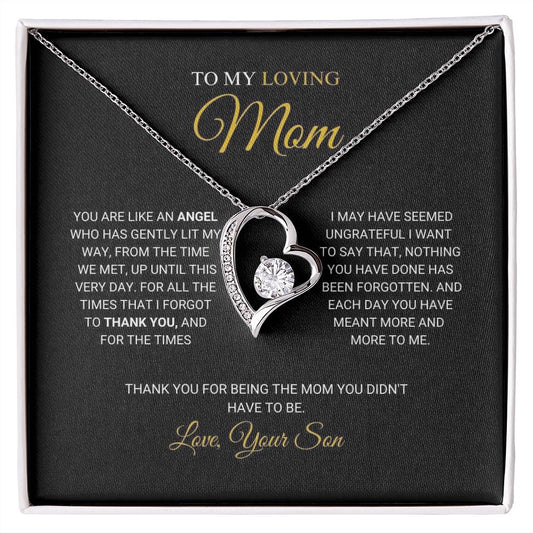 To My Loving Mom - An Angel - Forever Love Necklace