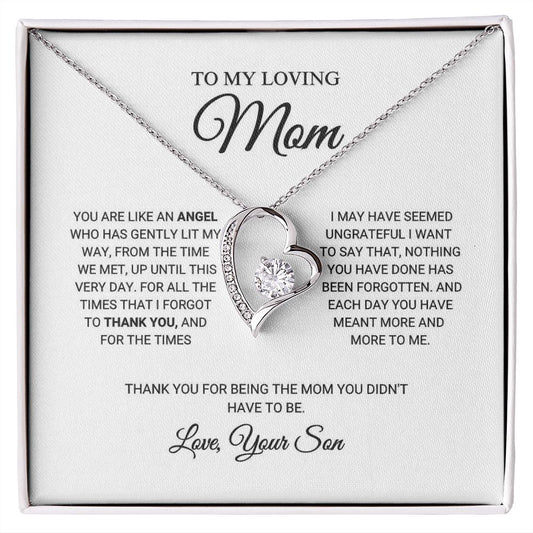 To My Loving Mom - An Angel - Forever Love Necklace
